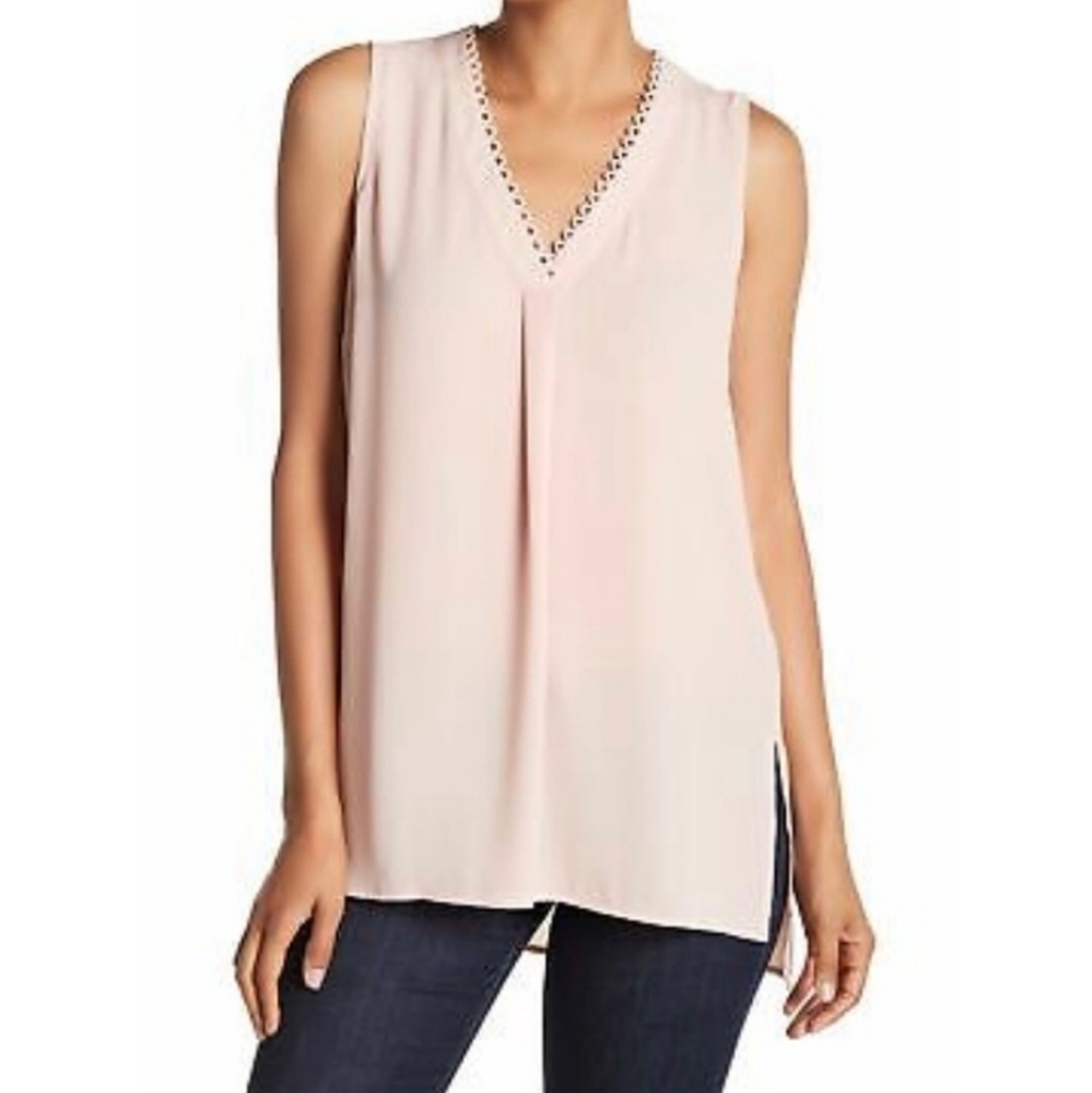 DR2 Classy Dressy Pastel Peach Flowy Tank Blouse Top Size Large NWT